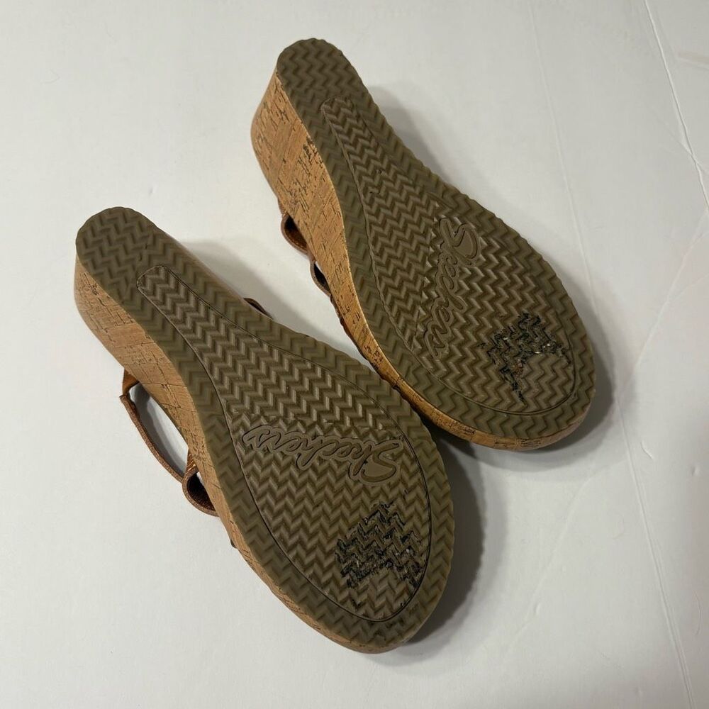 Skechers Women's Cognac Brown Beverlee Tiger Posse Wedge Sandals Size 7 - Picture 4 of 6